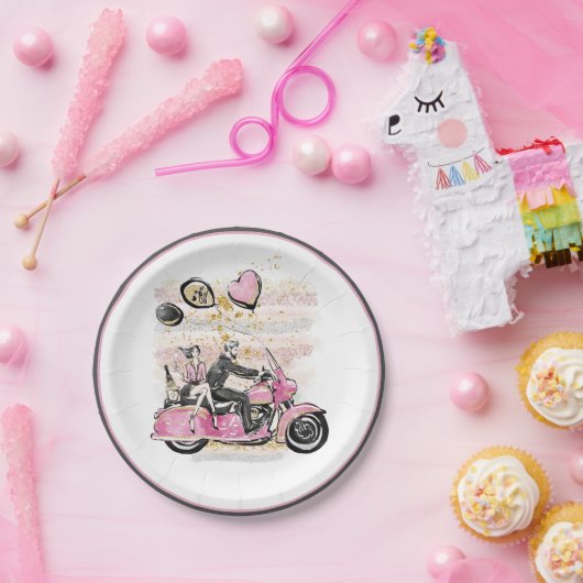 お前は俺の世界を揺れ動かす |カップルのオートバイ昇華 ペーパープレート (パーティー)