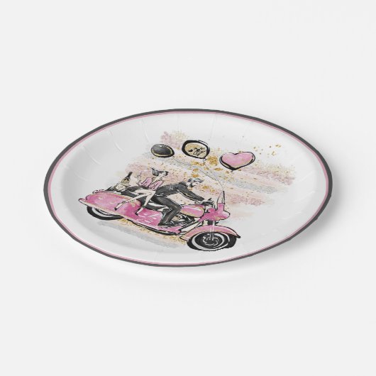 お前は俺の世界を揺れ動かす |カップルのオートバイ昇華 ペーパープレート (アングル)