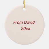 「お前は俺の全てだ」ピンクと赤いハート セラミックオーナメント (裏面)