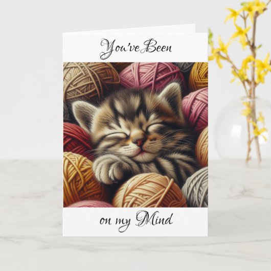 お前は俺の心に浮かんだ |かわいい子猫 カード (黄色い花)