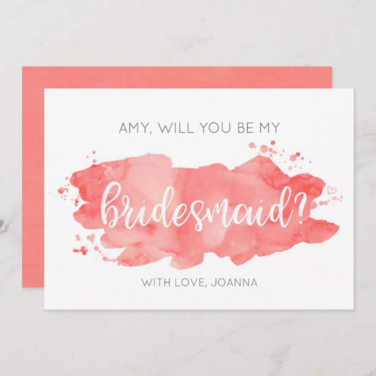 お前は俺の花嫁の付き添いの水彩サンゴのカードになるか 招待状 (正面/裏面)