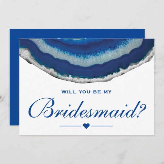 お前は俺の花嫁付き添いのネイビー·ブルーズ·結婚ゲートになるか 招待状 (正面/裏面)