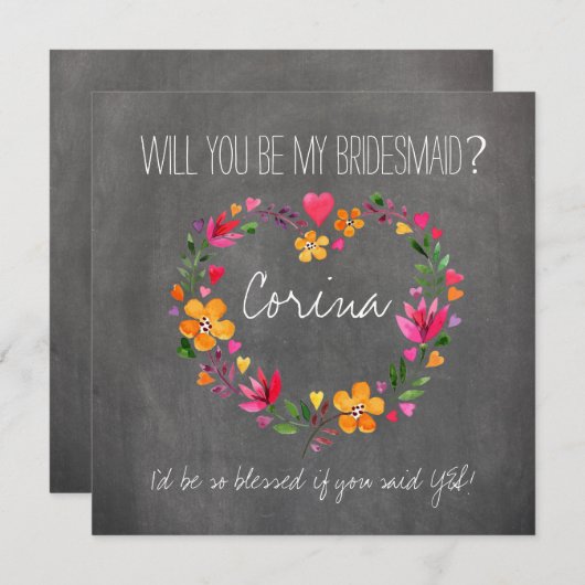 お前は俺の花嫁付き添い花ハートリース 招待状 (正面/裏面)