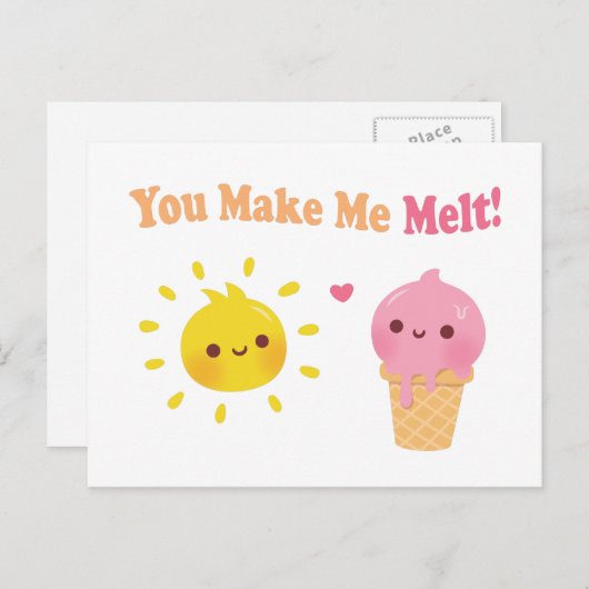 「お前は俺を溶かす、太陽とアイスクリーム、ラブユーモア」 ポストカード (正面/裏面)