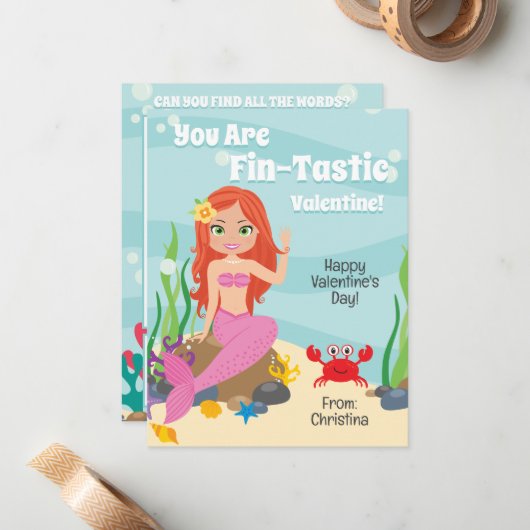 お前は味わい深い人魚のバレンタインデーだ ノートカード (正面/裏面インサイチュ)