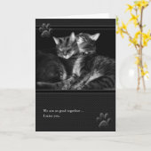 お前は恋しく思タビー猫をグレーにする カード (黄色い花)