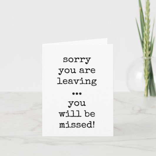 お前は恋しく思同僚の離れさよなら カード (正面)