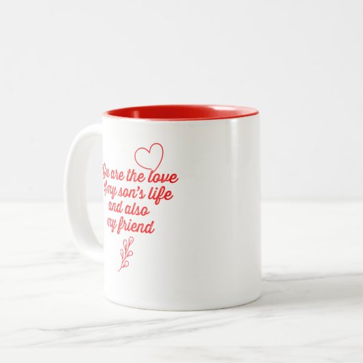 お前は我が子の命を愛する ツートーンマグカップ (正面左)