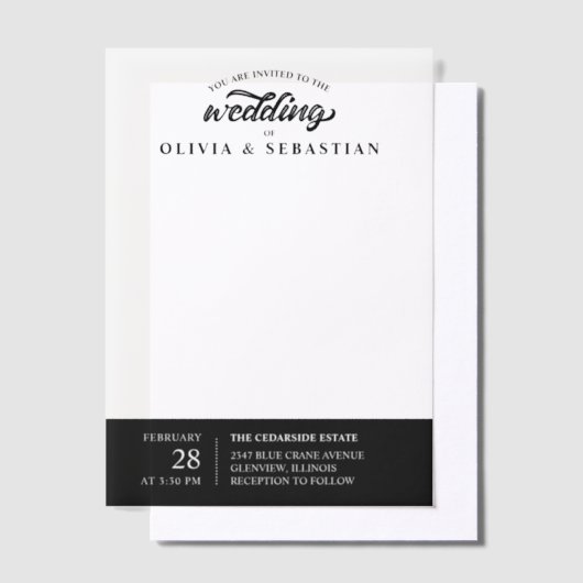 お前は招待され黒いエレガントタイポグラフィ結婚だ ベラム紙招待状 (オフセット)