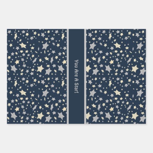 お前は星だ!青エレガントモダン色 ラッピングペーパーシート (正面)