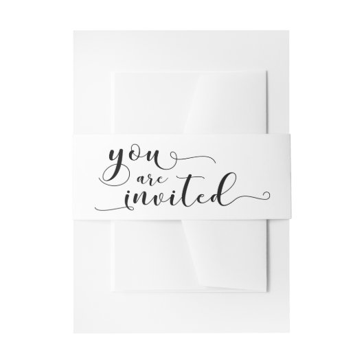 お前は書道招待され、シンプルブラック 招待状ベリーバンド (正面例)