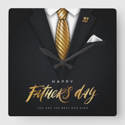 お前は最高のパパの金ゴールド父の日だ スクエア壁時計 (正面)