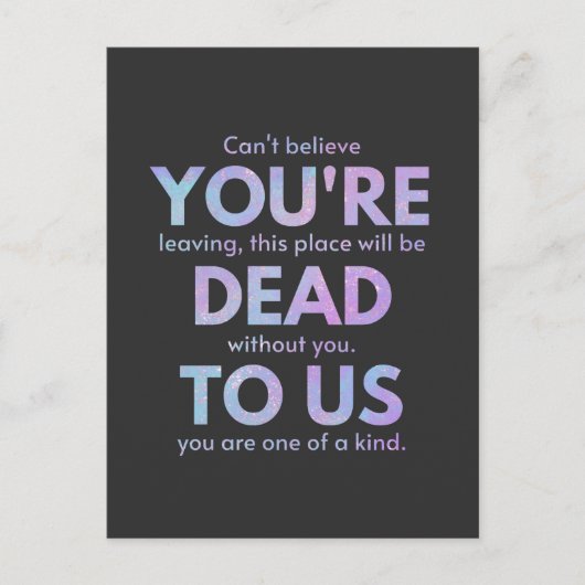 お前は死んだ！- R.I.P.裏切り者！：同僚 ポストカード (正面)