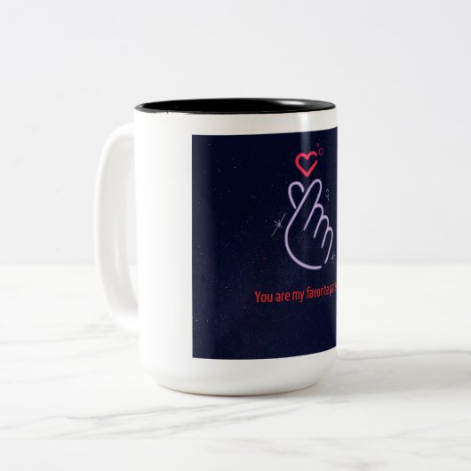 「お前は私のお気に入りの人間だ」陶製のマグカップ ツートーンマグカップ (正面左)