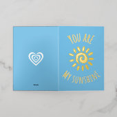 「お前は私の太陽の光だ」かわいい笑顔の太陽デザイン 箔グリーティングカード (外側レイダウン)