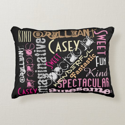 お前は素晴らし!単語のパーソナライズされたコラージュ アクセントクッション (正面)