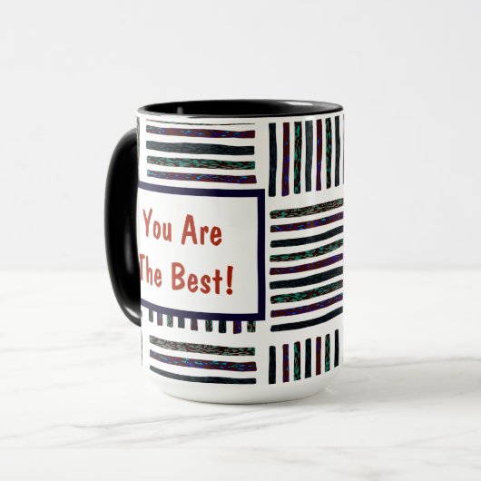 お前は自分最高ののインスパイア好きだストライプの マグカップ (正面左)
