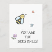 お前は蜂の膝だ!かわいい花とミツバチ ポストカード (正面)