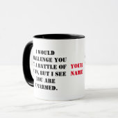 お前は魔術の戦いに挑むが俺は戦う マグカップ (正面左)