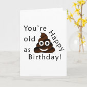 お前は…ハッピーバースデー | おもしろいウンチ絵文字 カード (黄色い花)