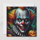 お前もしに入れ |怖いピエロハローウィンパーティ 招待状 (正面)