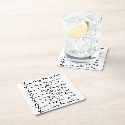 お前より強い!考え引用文 スクエアペーパーコースター (インサイチュ)