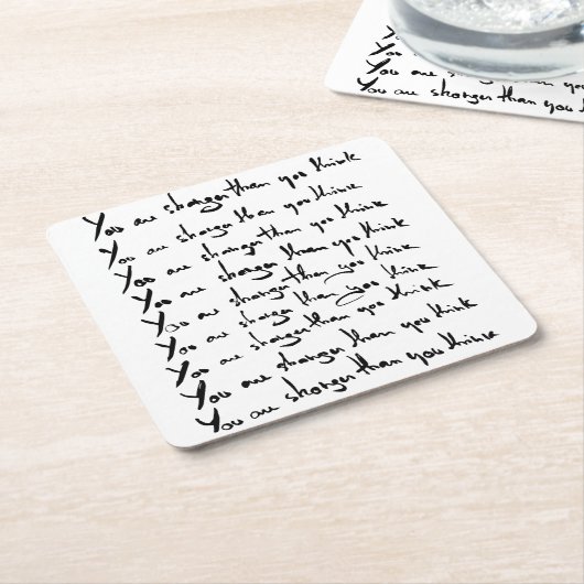 お前より強い!考え引用文 スクエアペーパーコースター (アングル)