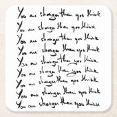 お前より強い!考え引用文 スクエアペーパーコースター (正面)