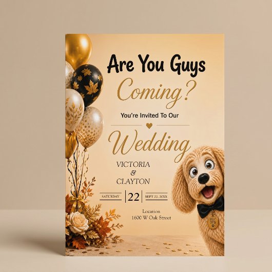 お前ら来る？面白い犬の秋の結婚式 招待状