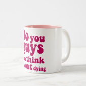 お前ら死ぬこ考えとがあるか?マグ ツートーンマグカップ (正面右)