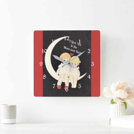 お前を月に愛して戻る、人気があるデザイン スクエア壁時計 (ホーム)