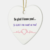 お前を知ってよかった!...頼りになれて嬉しい! セラミックオーナメント (左)