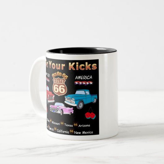 お前を蹴取れ。ルート66 Tシャツとギフト ツートーンマグカップ (正面左)