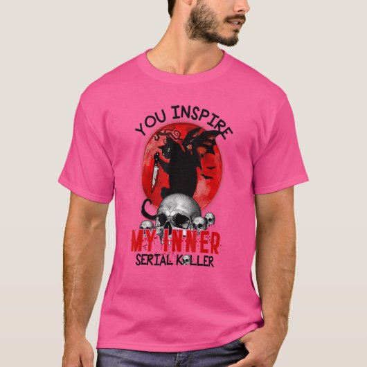 お前インスパイアは私の内のシリアルKiller黒猫ハロ Tシャツ (正面)