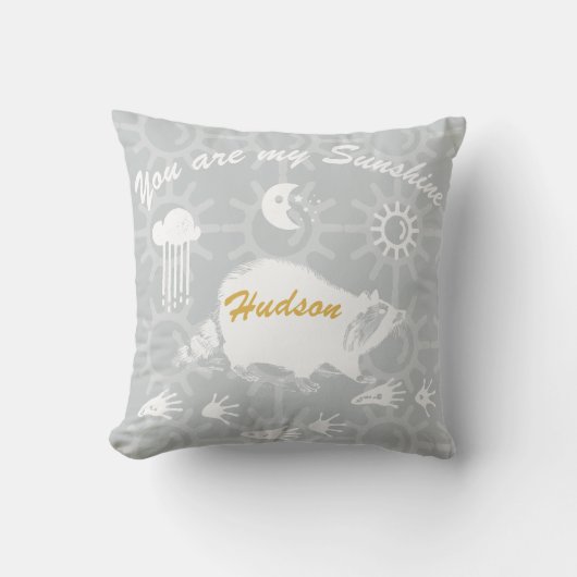 お前パーソナライズされたは俺のサンシャインアライグマの足跡だ クッション (正面)