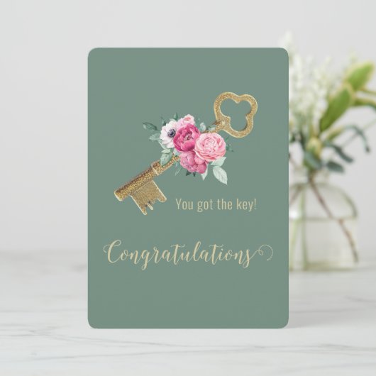 お前得鍵だ！新しい住宅所有者のお祝い カード (スタンド正面)