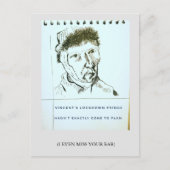 お前恋しく思は、ロックダウン・ユーモア、ヴァン・ゴッホ、クラシック ポストカード (正面)