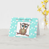 お前考えの事は水色フクロウ恋しく思君 カード (黄色い花)