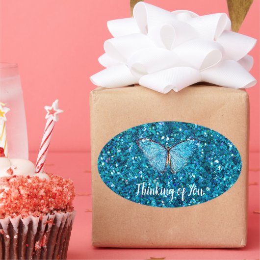 お前考えの、ピカピカした青だ。 楕円形シール (パーティー)