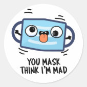 お前考え仮面不機嫌仮面おもしろいプリン ラウンドシール (正面)