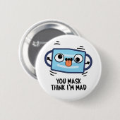 お前考え仮面不機嫌仮面おもしろいプリン 缶バッジ (正面&裏面)