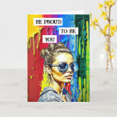 お前誇りを持ったになる | Woman in Sunglasses カード (黄色い花)