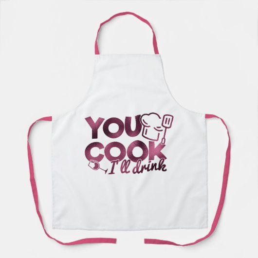 お前調理師ブルゴーニュ・フォイルタイポグラフィを飲むおもしろい エプロン (正面)