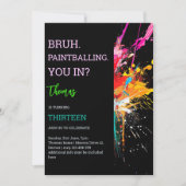 お前、来る? ペイントボール誕生日パーティー 招待状 (正面)