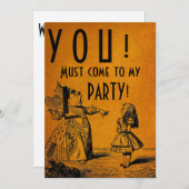 お前!私の来パーティーに!(赤の女王とアリス) 招待状 (正面/裏面)