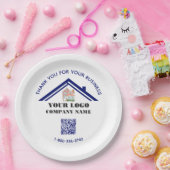 お勤めのお礼のカスタムロゴQRコード ペーパープレート (パーティー)