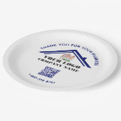 お勤めのお礼のカスタムロゴQRコード ペーパープレート (アングル)