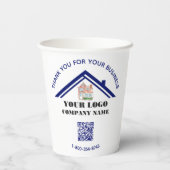 お勤めのお礼のカスタムロゴQRコード   紙コップ (裏面)