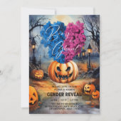 お化けかゴースト かぼちゃの性別発表 ハロウィン 招待状 (正面)