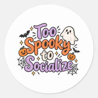 お化けが怖くて社交する気になれない！面白ハロウィンTシャツ ラウンドシール